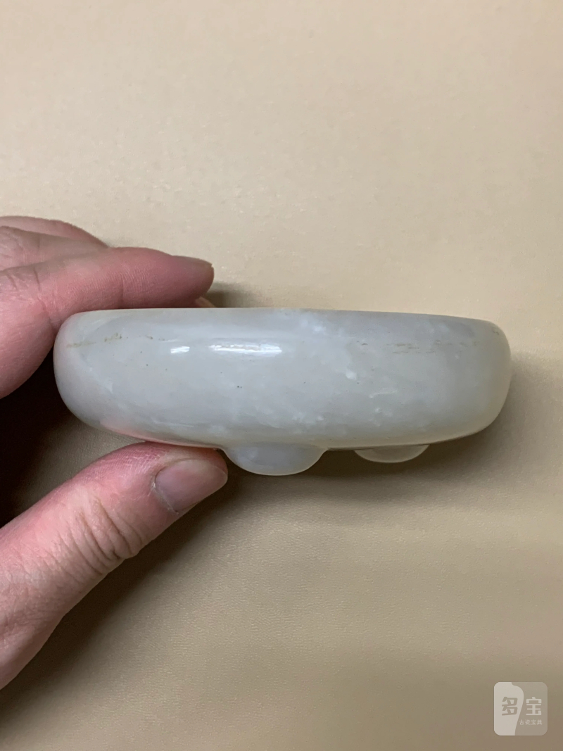 清 白玉吉庆有余纹圆形水洗 - 图4